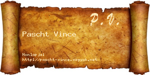 Pascht Vince névjegykártya